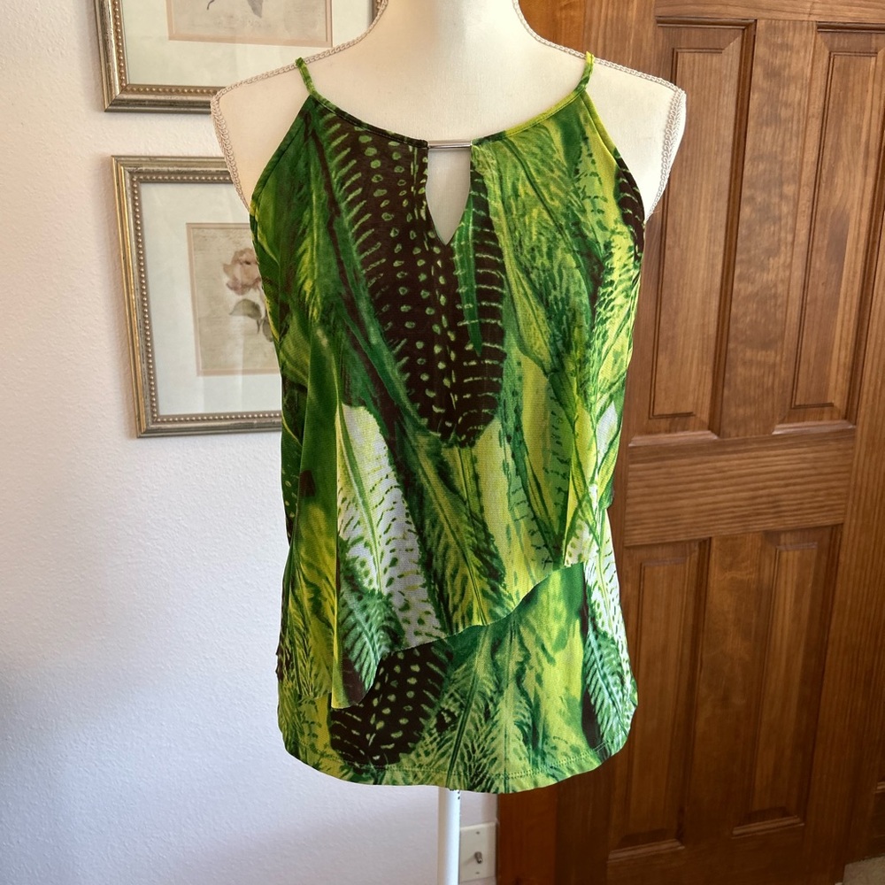 INC International Concepts Green Leaf Print Camisole